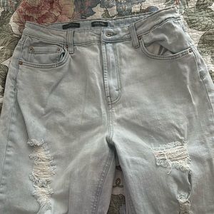 Light blue ripped jeans high rise mom jeans